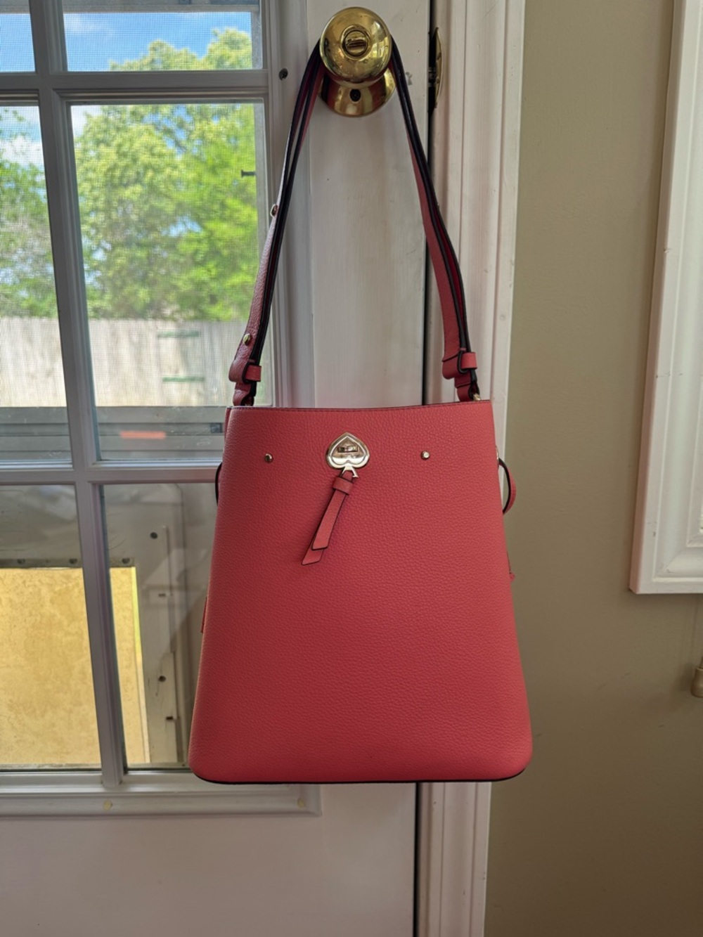 kate spade Coral Pink Textured Leather Shoulder Bag